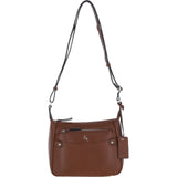 Ashwood Real Leather Top Zip Crossbody Bag 2 Tone Tan: 63931