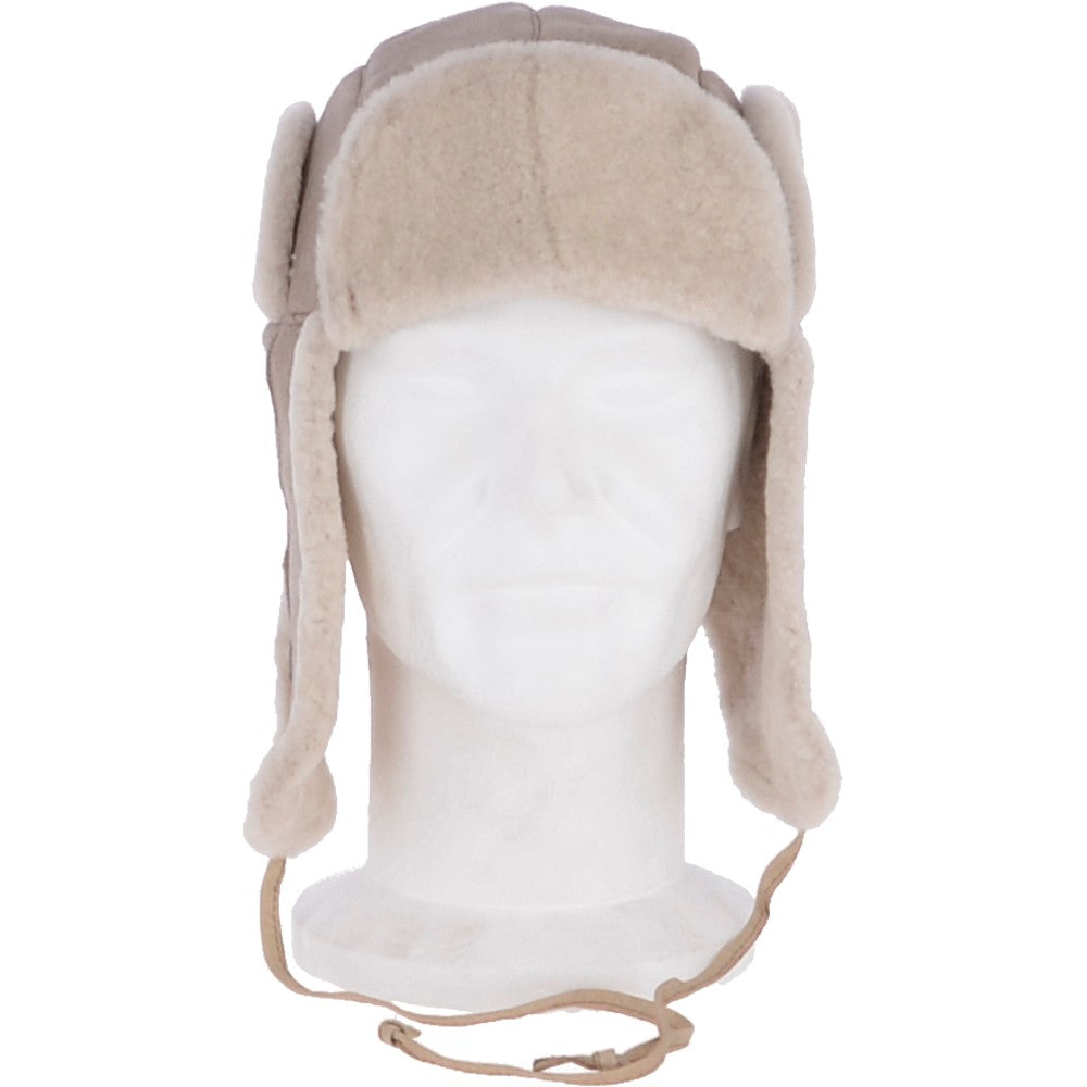 Unisex Sheepskin Trapper Hat Stone: 208