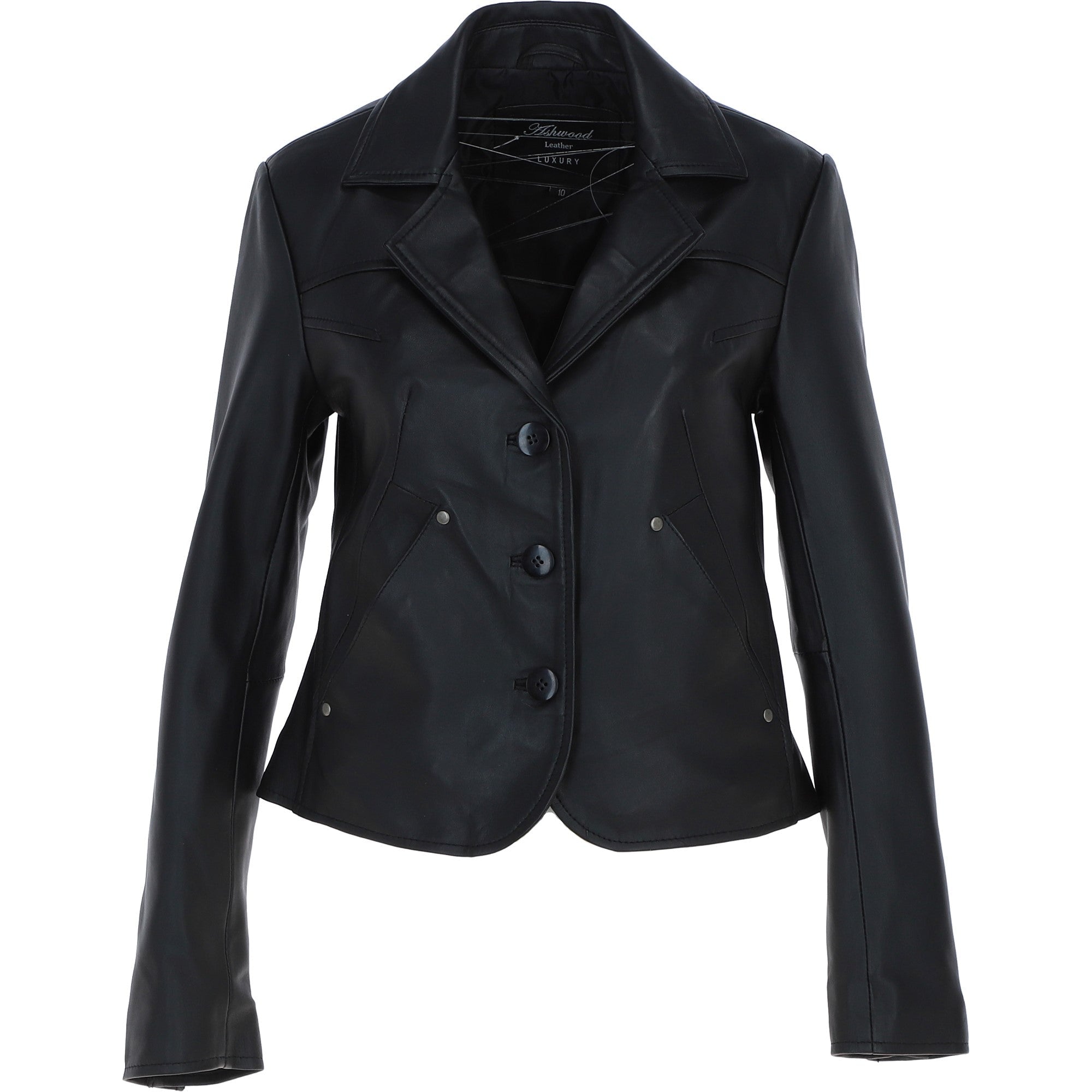 Ashwood Leather Short Blazer Jacket Black : Awl 1676