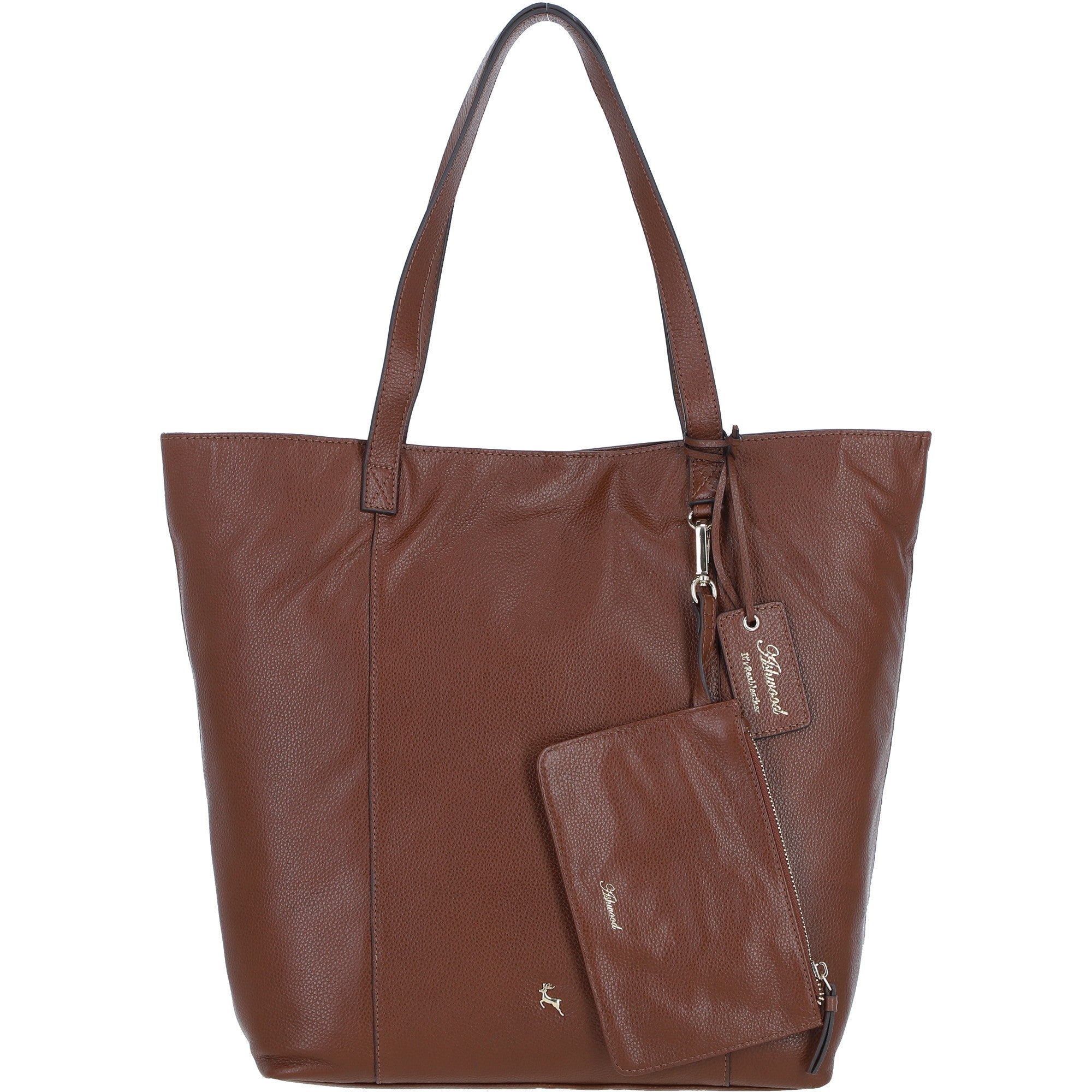 Ashwood Leather Shoulder Bag with Detachable Pouch 2 Tone Tan: 64454