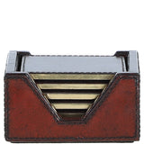 Ashwood Leather Square Coaster with Gold Accent Edges Chestnut: LF-160
