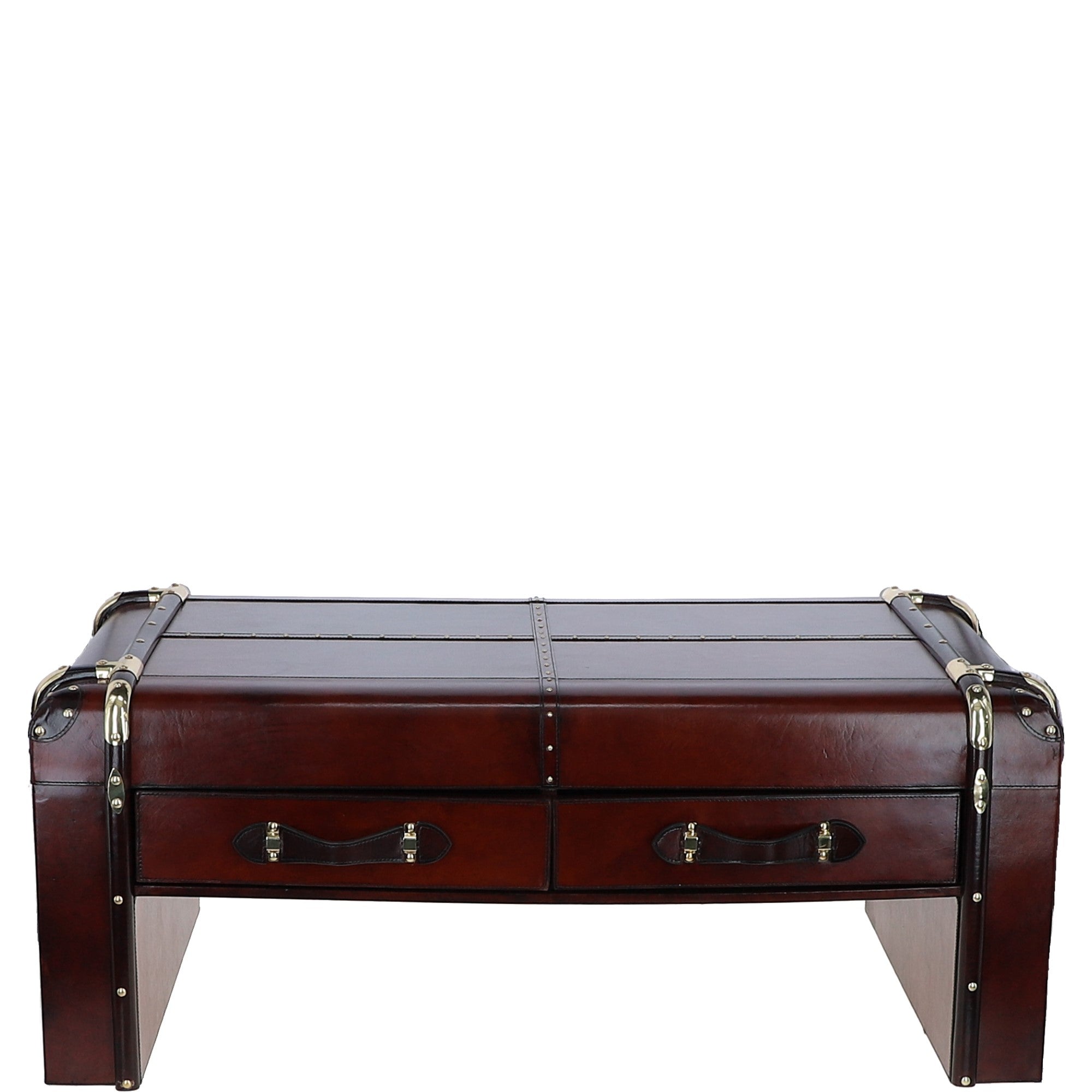 Luxury Real Leather Coffee Table Chestnut :lf-148