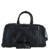 Luxurious Leather Wheeled Duffle Bag Black: pl-50