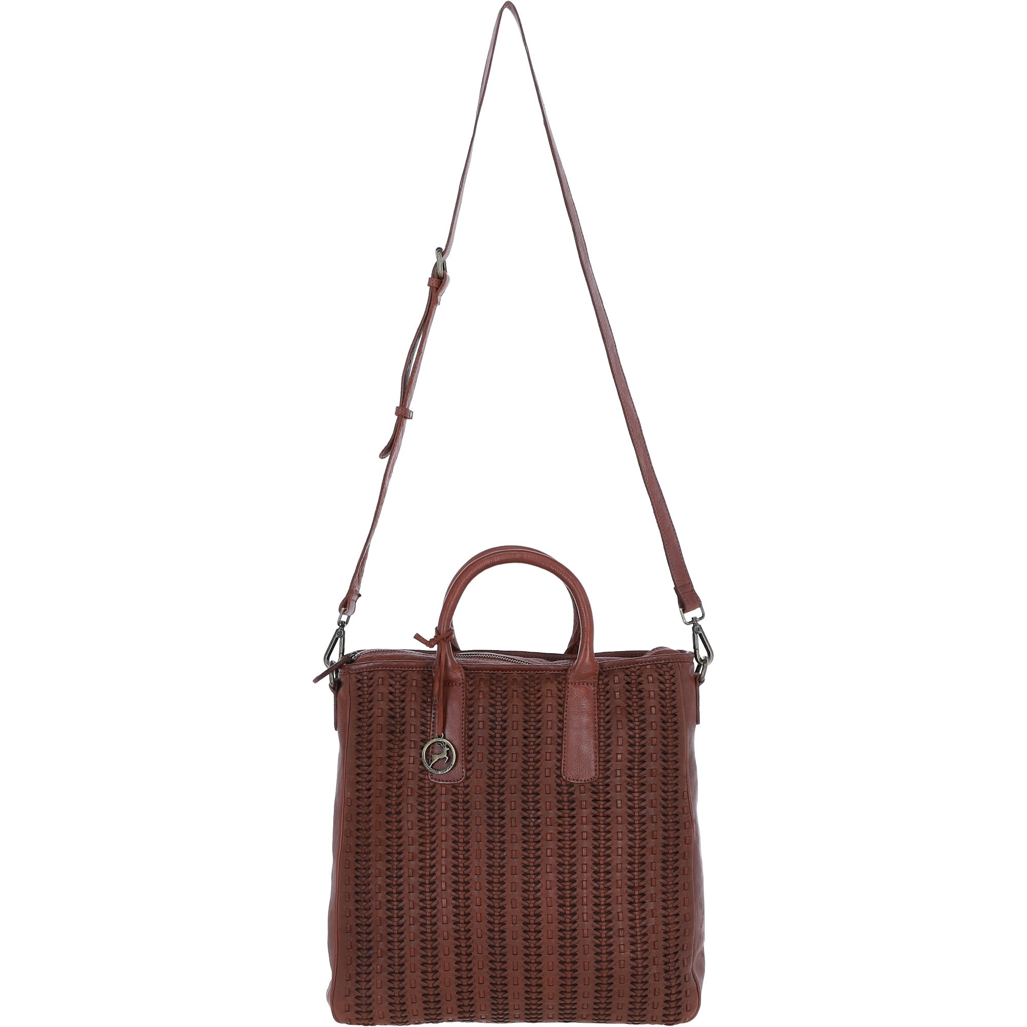 Stylish Ashwood Leather Shopper Bag with Crossbody Strap Tan: GV-64037