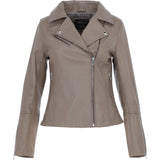 Ladies Veg Tanned Leather Biker Jacket Biscuit: AWL-80
