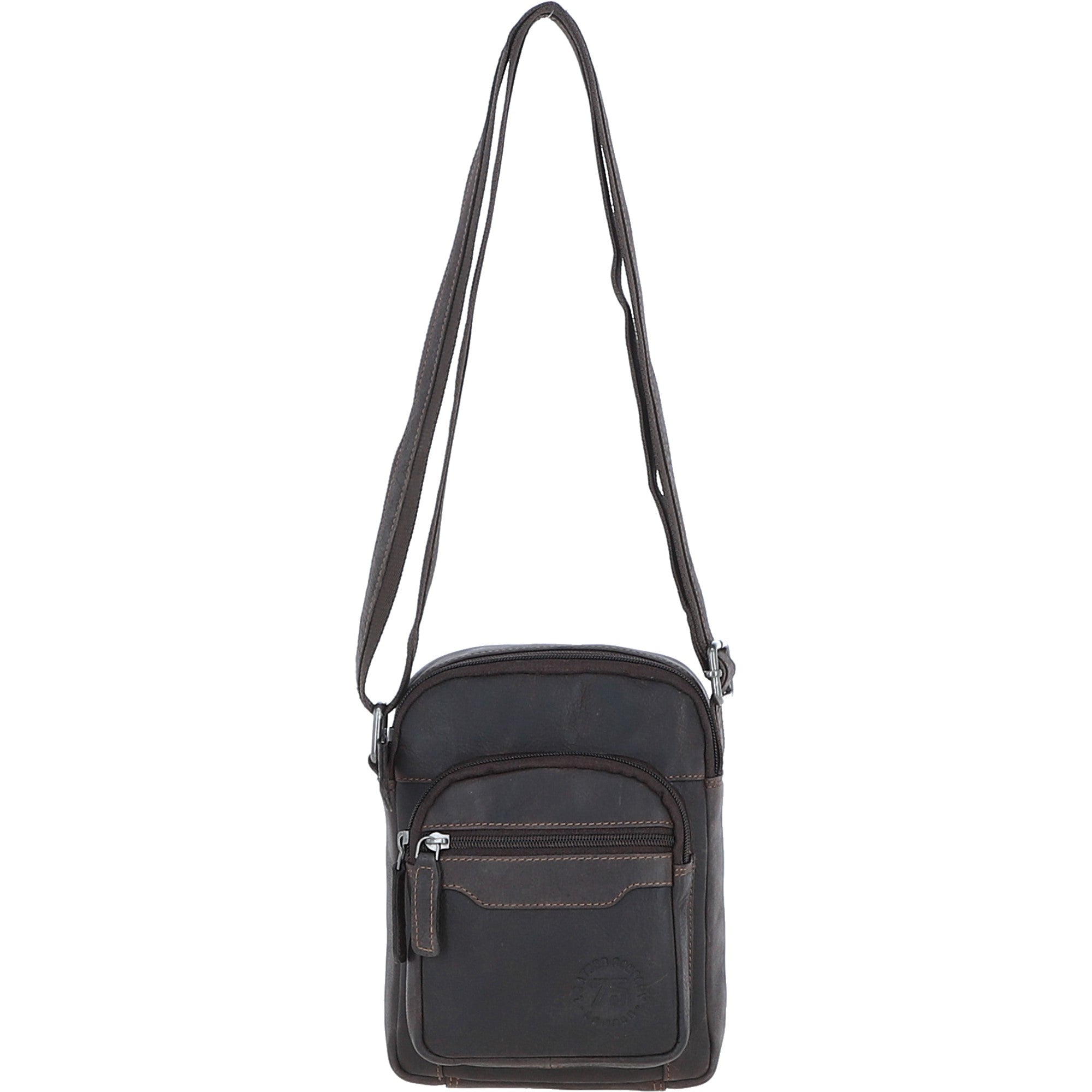 Real Leather Compact Crossbody Bag Brown: SICILY