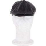 Men's Small Fitting 8 Panel Leather Flat Cap Black: CAP 00
