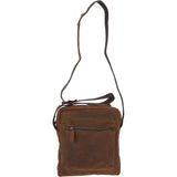 Tablet Friendly Small Vintage Leather Body Bag Tan: Patty