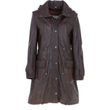 Leather Duffle Leather Coat Mid Brown/ app: TINA