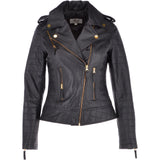 Women's Leather Biker Jacket Black/app: 2741