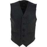 All Leather Diamond Stitched  Waistcoat Black :  G-X W/Coat