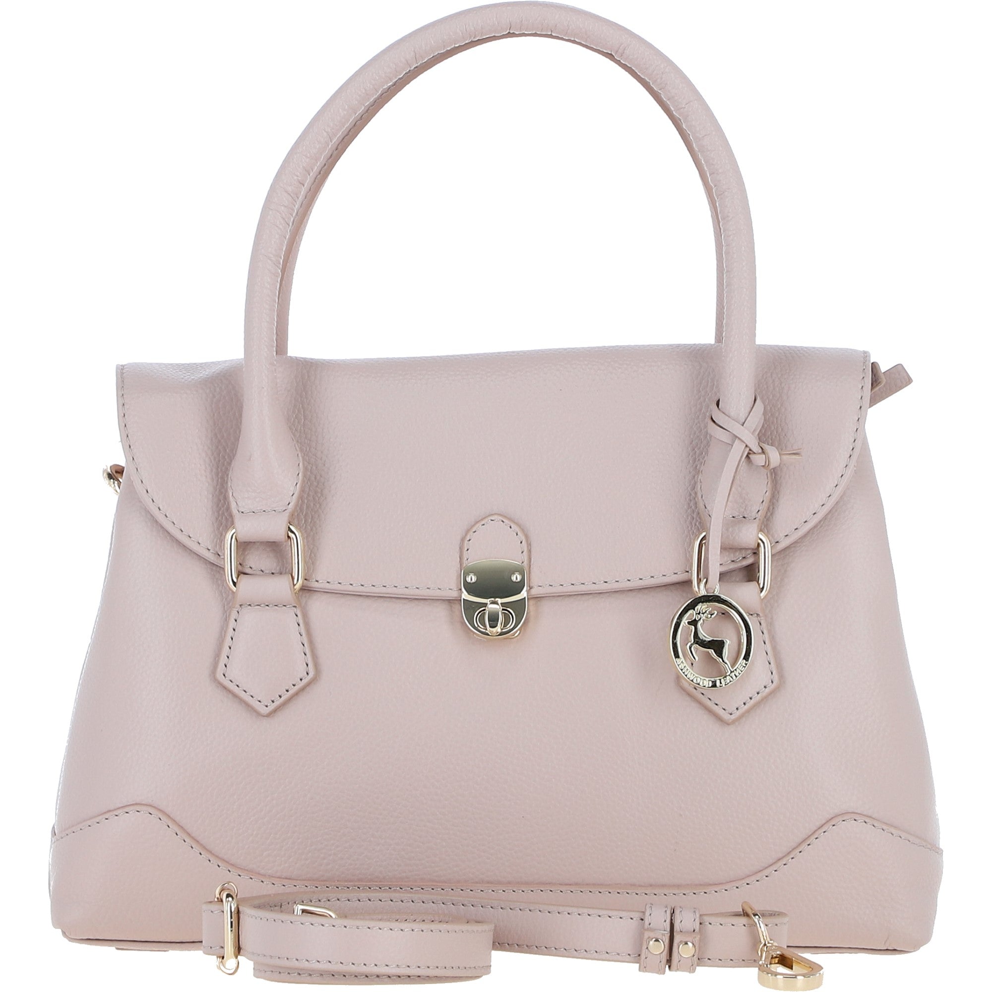 Premium Leather Shoulder Bag with Detachable Crossbody Strap Beige: Y-56