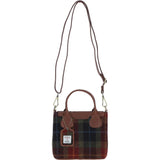Ashwood Leather & Harris Tweed® Cloth Handbag with Removable Crossbody Strap Tan/Green/Red: TW-21-08-TR