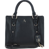Real Leather Handbag with Adjustable Crossbody Strap Black: 64867