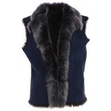 Reversible Toscana Suede Leather Gilet Navy/snowtip: KB-42