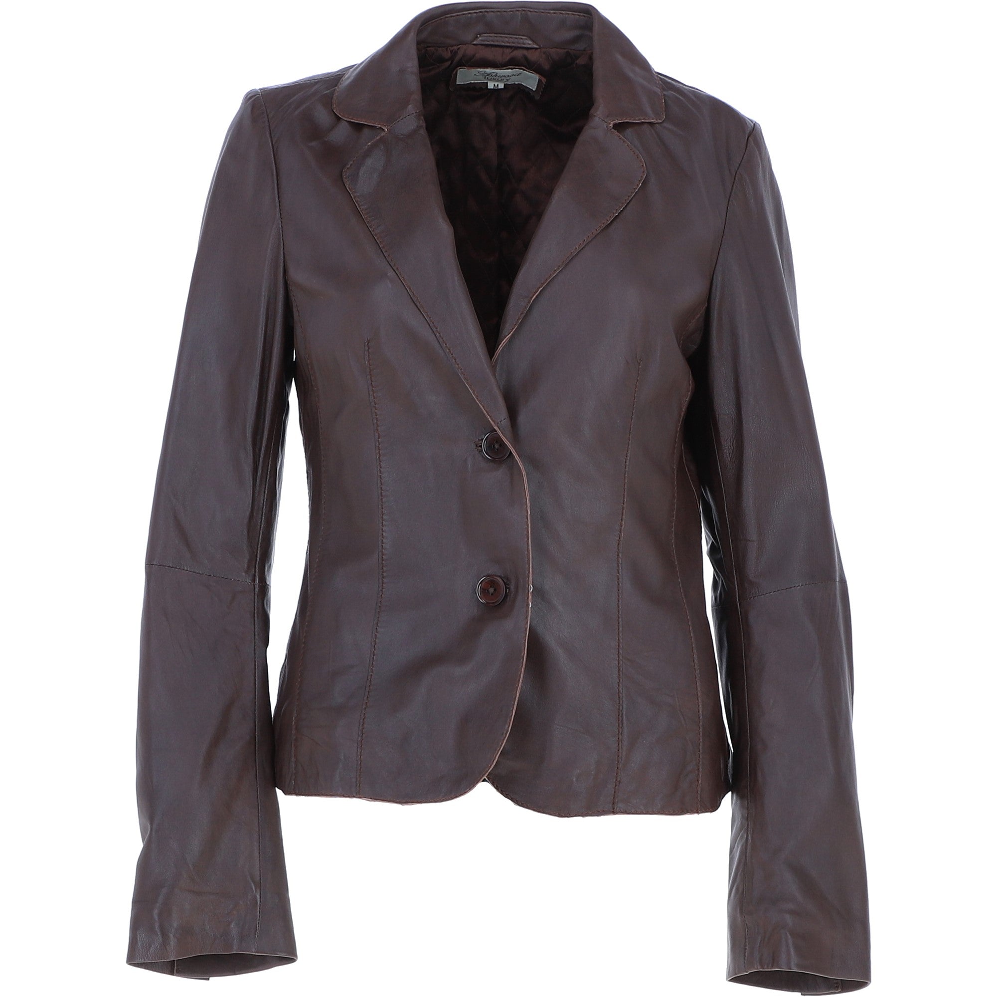 Ashwood Leather Women's Two Button Raw-Edge Blazer Brown: AWL-RE Blazer