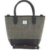 Ashwood Leather & Harris Tweed® Cloth Large Grab Bag Brown/Green: TW-64-09-BG