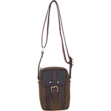 Fenland Canvas & Leather body Bag Brandy/Green: FEN-750