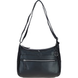 Leather Shoulder Bag with Zip & Magnetic Pocket Black: Meath