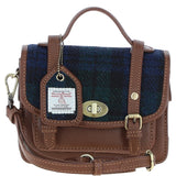 Ashwood Leather & Harris Tweed® Cloth Mini Satchel Bag with Twist Lock Tan/Watch: TW-32-04-TW