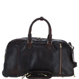 Luxurious Leather Wheeled Duffle Bag Brown: pl-50