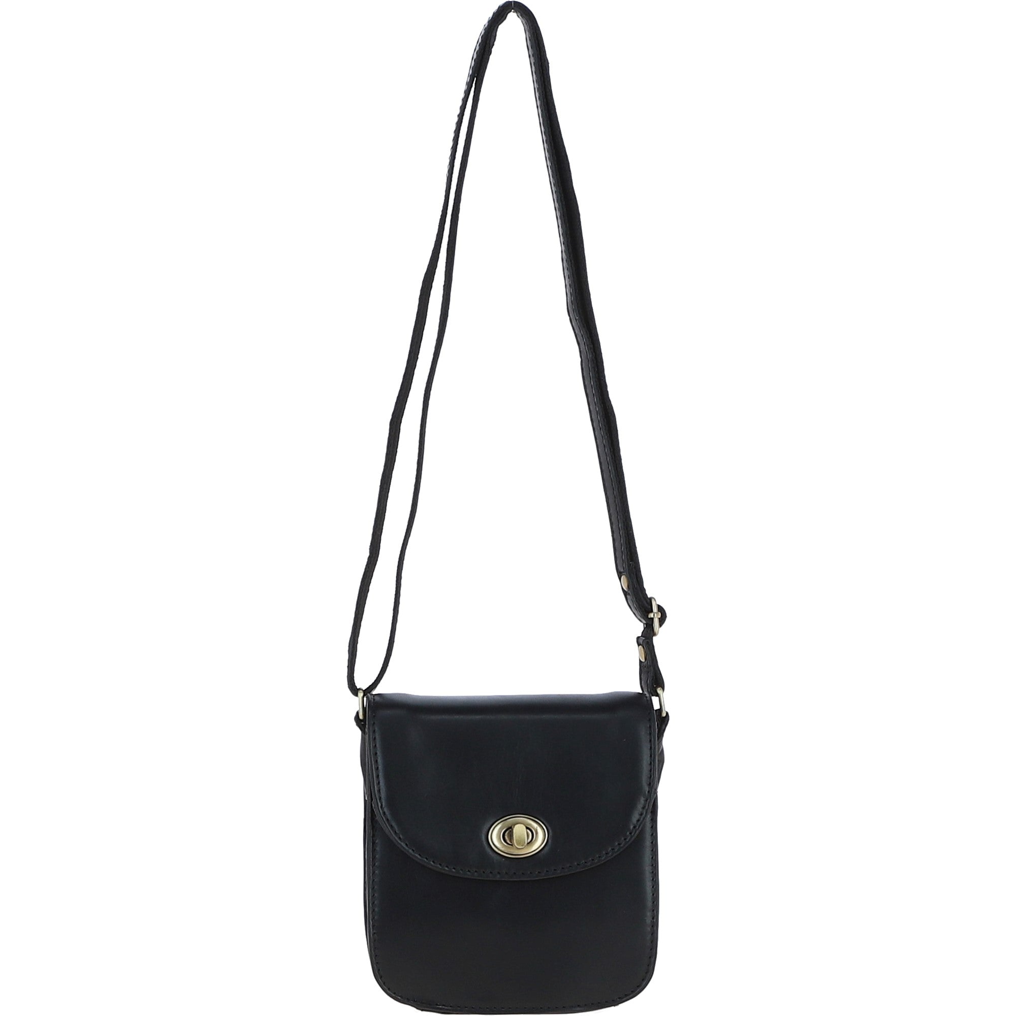 Ashwood Small Leather Crossbody Bag Black: V-80