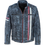 Leather Biker Jacket Blue/black: 2483