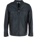 Ashwood Men’s Casual Real Leather Jacket with Mandarin Collar and Hidden Zip Black: AWM-COOPER