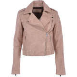 Short Leather Biker Jacket Stone: 6617