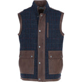 Ashwood Leather x Harris Tweed Men's Gilet Brown/Navy: TW-901-011-BN