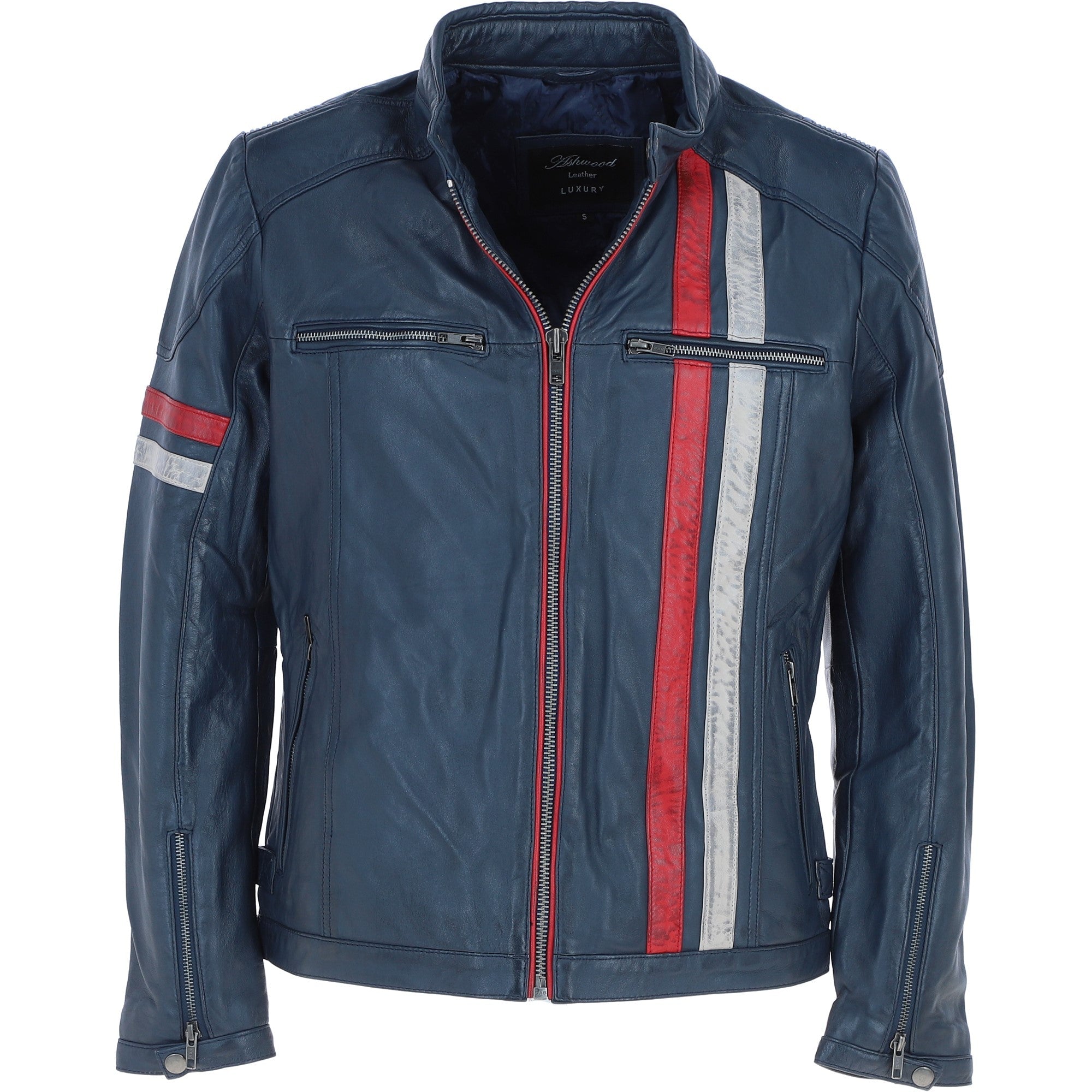 Leather Biker Jacket Navy: 2483