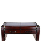 Luxury Real Leather Coffee Table Chestnut :lf-148