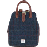 Ashwood Leather & Harris Tweed® Cloth Multi-Pocket Backpack Tan/Navy: TW-66-11-TN