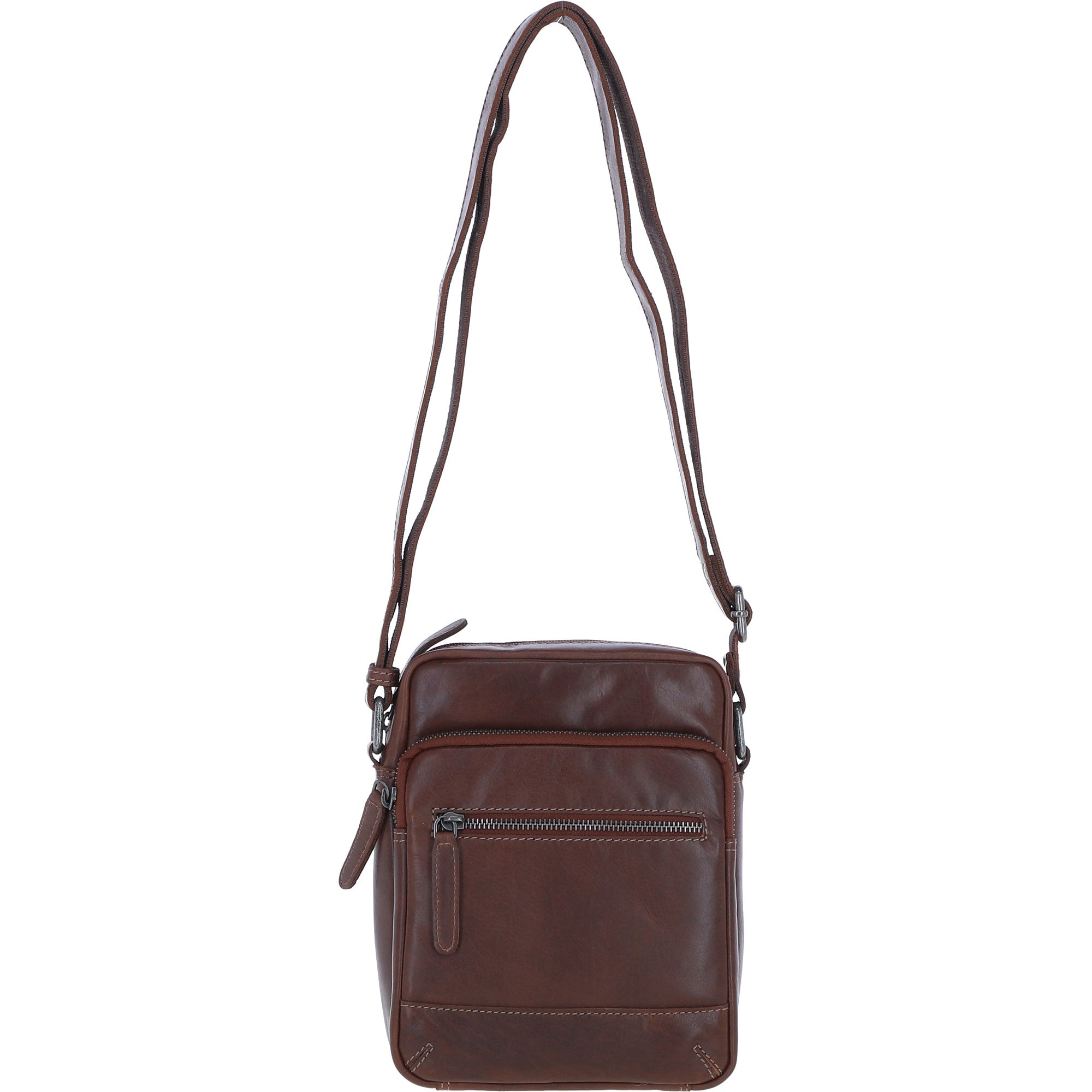 Ashwood Leather Men's Zip Crossbody Bag Chestnut: S-62