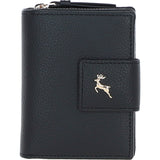 Ashwood Leather RFID Secure Wallet/Purse with Zip and Stud Closure Black: X-30