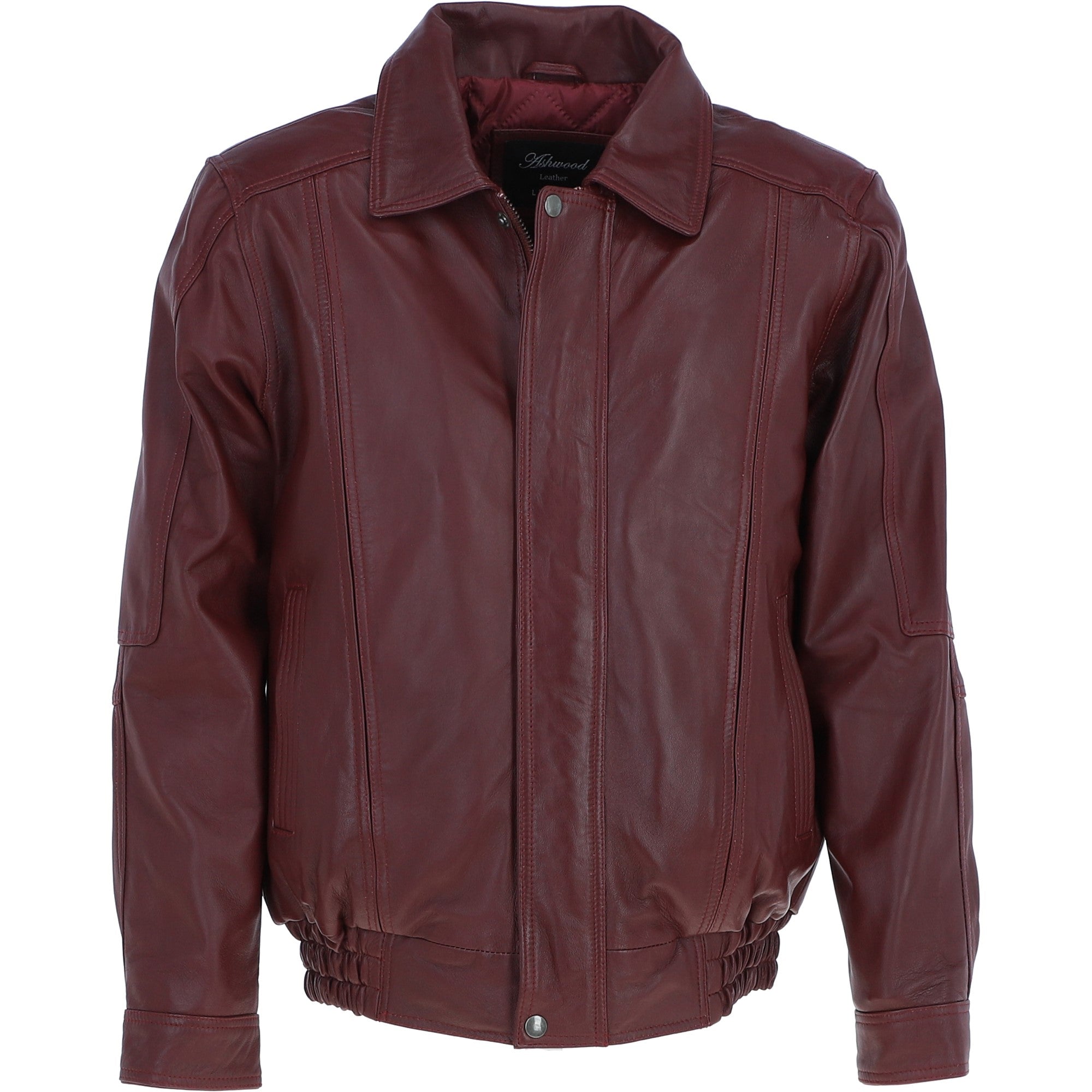 Men's Real Leather Brando Bomber Jacket Burgundy: AWM-601