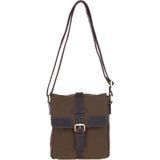 Fenland Canvas & Leather Crossbody Bag Brandy/green: FEN-753