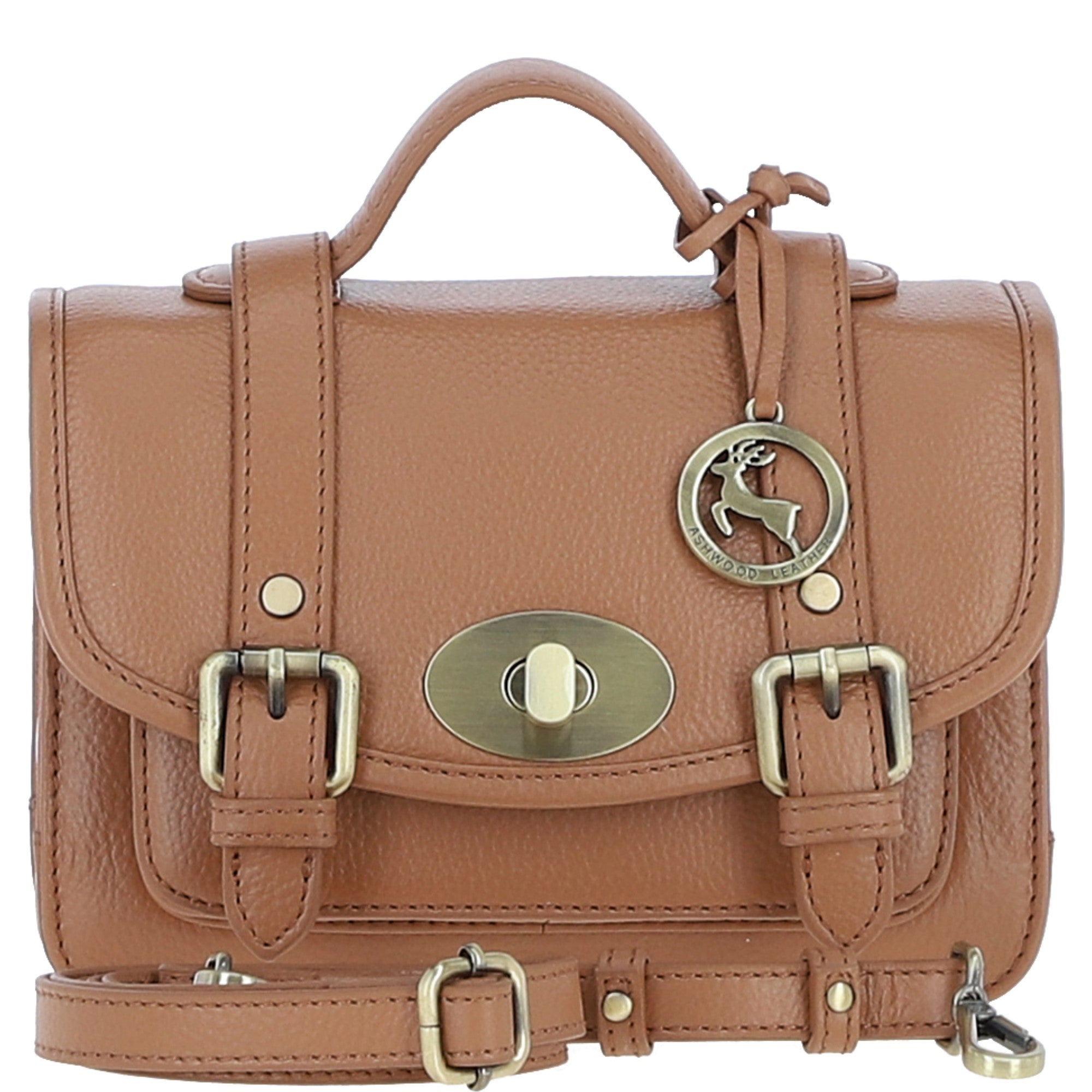 Stylish Ashwood Leather Medium Satchel Bag Butterscotch: Y-62