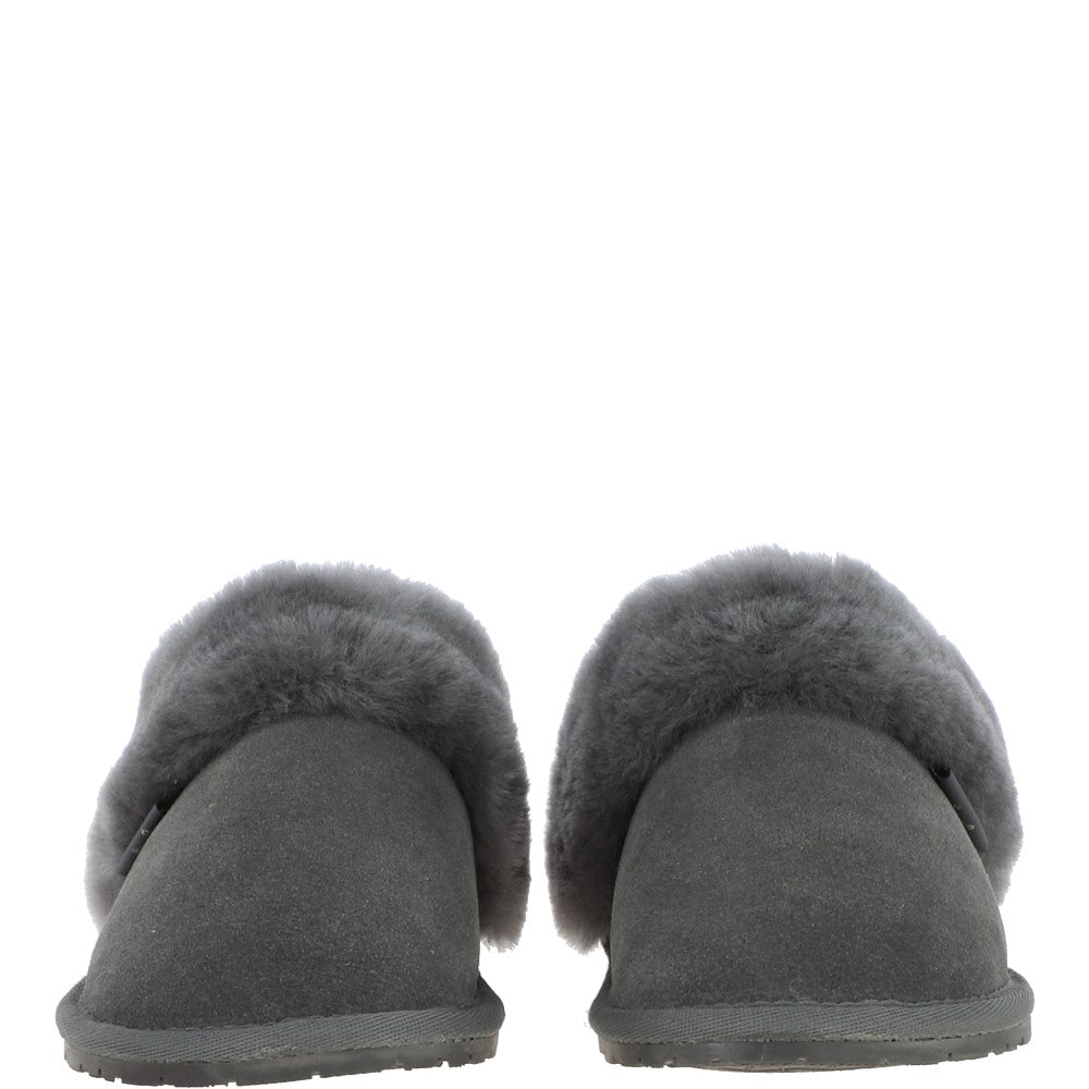 Classic Ladies Suede Sheepskin Slippers Gray