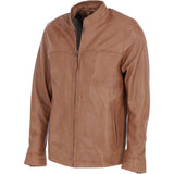 Ashwood Men’s Casual Real Leather Jacket with Mandarin Collar and Hidden Zip Tan: AWM-COOPER