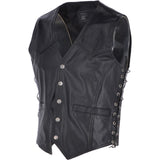 Men's Leather Embossed Laced Waistcoat Black: W/COAT EAGLE