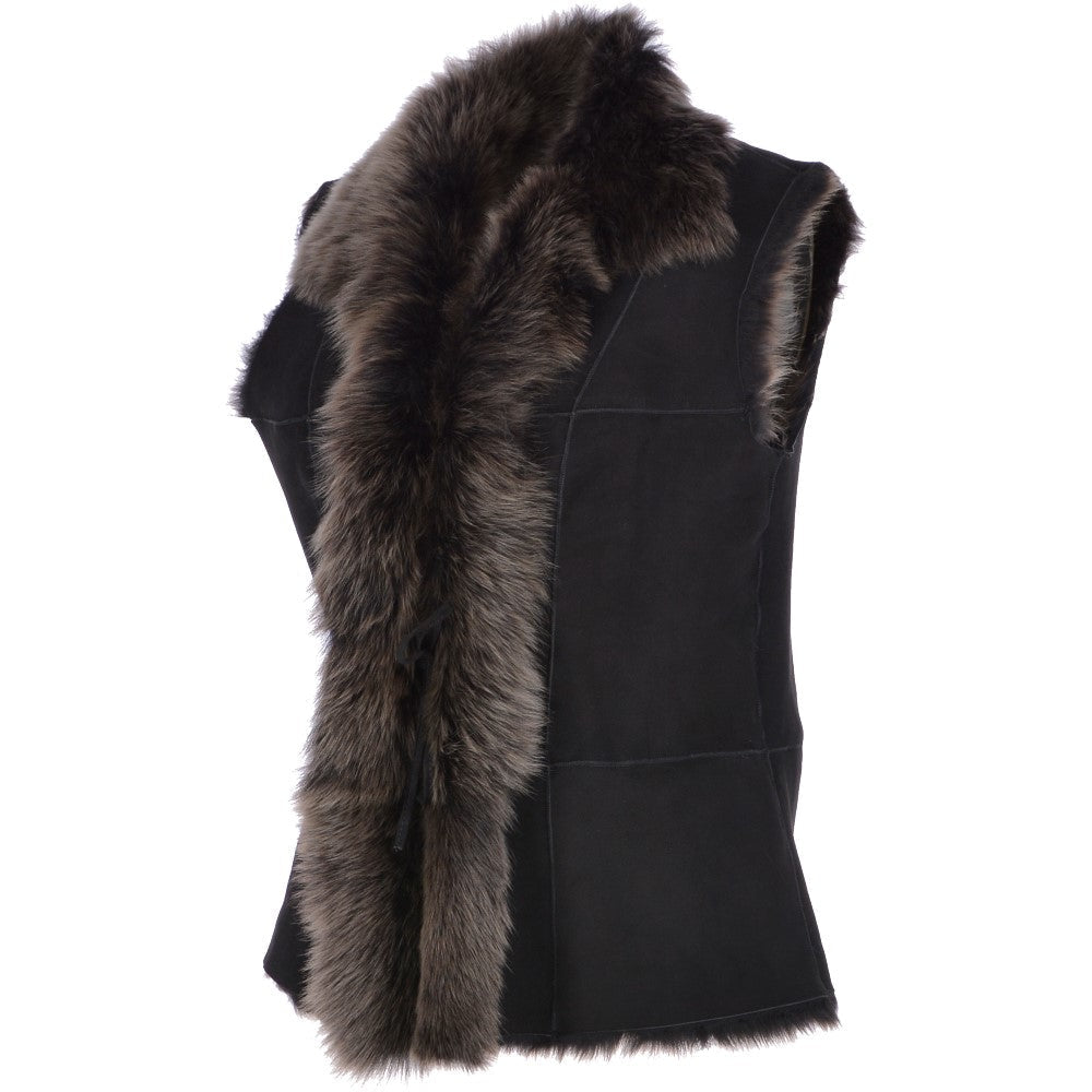 Reversible Toscana Suede Leather Gilet Black: KB-42