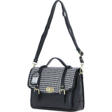 Ashwood Leather & Harris Tweed® Cloth Large Satchel Bag with Twist Lock Black/White: TW-35-12-BW