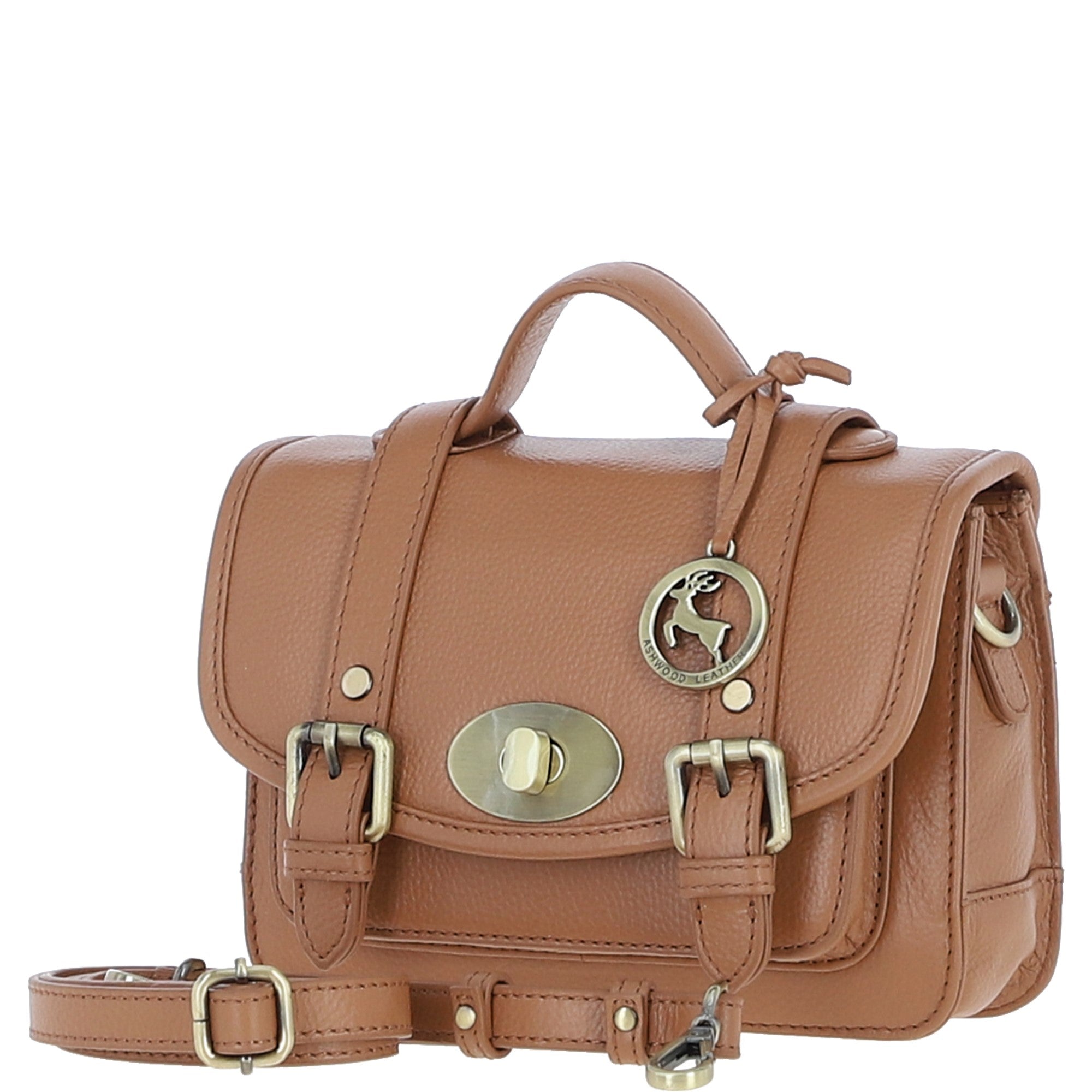 Stylish Ashwood Leather Medium Satchel Bag Butterscotch: Y-62