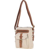 Fenland Canvas & Leather Crossbody Bag Tan/cream: FEN-752