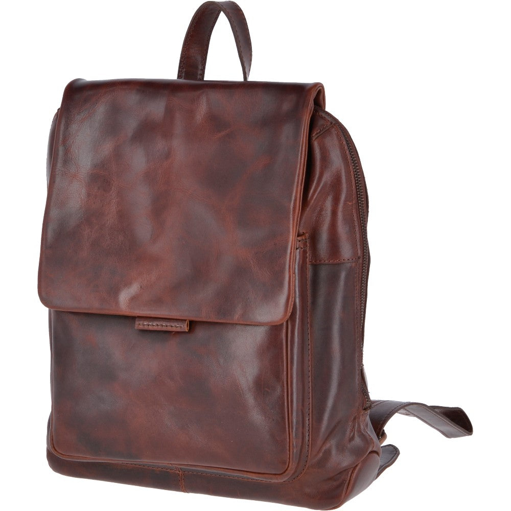 Medium Leather Zip Around Vintage Backpack Tan : Fred