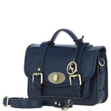 Stylish Ashwood Leather Medium Satchel Bag Navy: Y-62