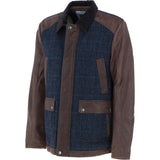 Ashwood Leather x Harris Tweed Men's Buff Lamb Leather Jacket with Corduroy Collar Brown/Navy: TW-903-011-BN