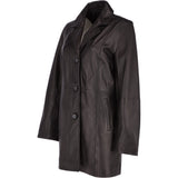 Womens Single Breasted Leather Coat Black/app: BIRMINGHAM