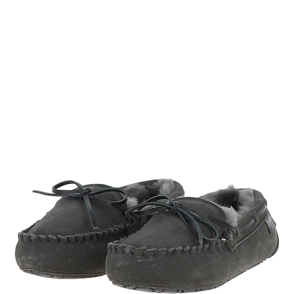 Women's Classic Suede Sheepskin Moccasin Slippers Grey: LADIES MOCCASSINS